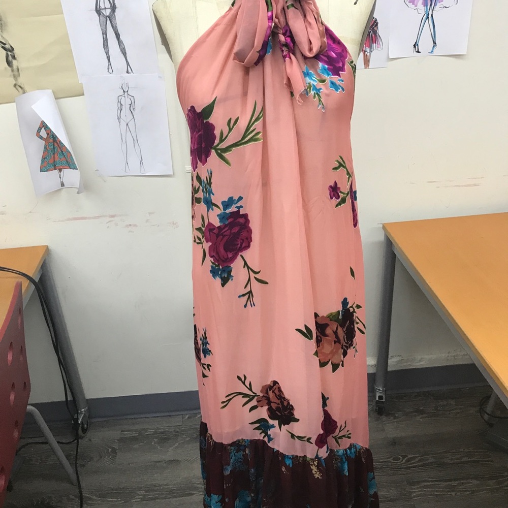 Silk Sleeveless Floral Peasant Maxi Dress - Picture 2 of 3